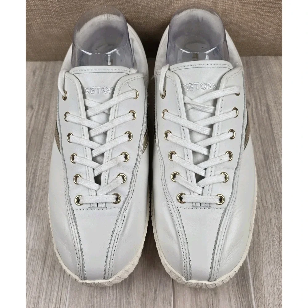 Tretorn Nylite 2 Plus Shoes Womens Sz 9.5M White Gold Casual Comfort Sneakers